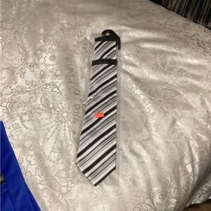 Elegant Striped Black and White Men's Tie